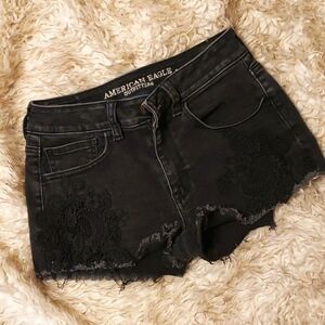 American Eagle black denim shorts size 2